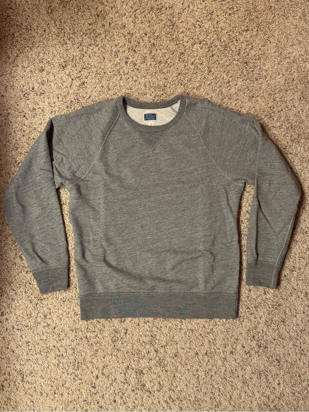 J. Crew Vintage Style Heather Gray Raglan Crewneck Sweatshirt - Men's S